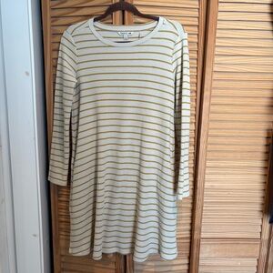 Toad&Co Cream and Mustard Striped Long-Sleeve Swing Dress Gorpcore outdoors